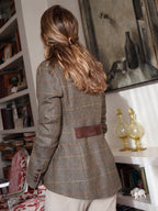 Gstaad Austrian jacket in cashmere and wool, back half-belt detail — VALRIC