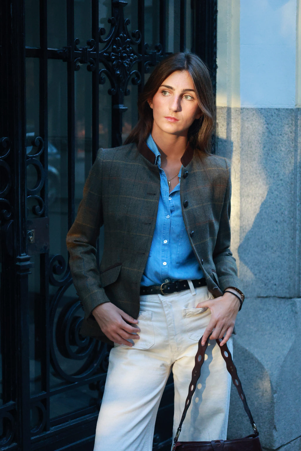 Gstaad Austrian jacket in cashmere and wool, worn in the street — VALRIC