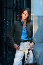 Gstaad Austrian jacket in cashmere and wool, worn in the street — VALRIC
