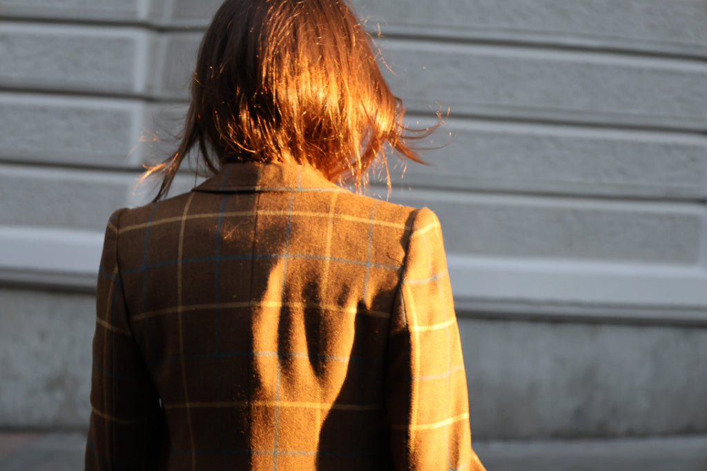 Florence coat in cashmere and wool, back view outdoors — VALRIC