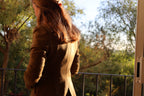 Milan jacket in cashmere and wool, back view outdoors — VALRIC