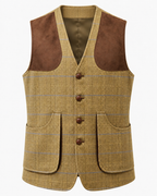 Tiradora de hombre en tweed camel, cachemir y lana, vista frontal — VALRIC