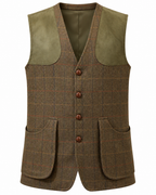 Tiradora de hombre Gstaad en tweed verde, cachemir y lana, vista frontal — VALRIC