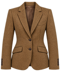 Milan jacket in mustard cashmere and wool herringbone, front view — VALRIC