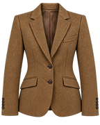 Milan jacket in mustard cashmere and wool herringbone, front view — VALRIC