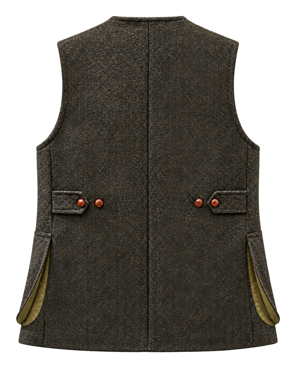 Gilet de chasse homme en laine à chevrons verts, vue de dos — VALRIC