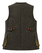 Gilet de chasse homme en laine à chevrons verts, vue de dos — VALRIC