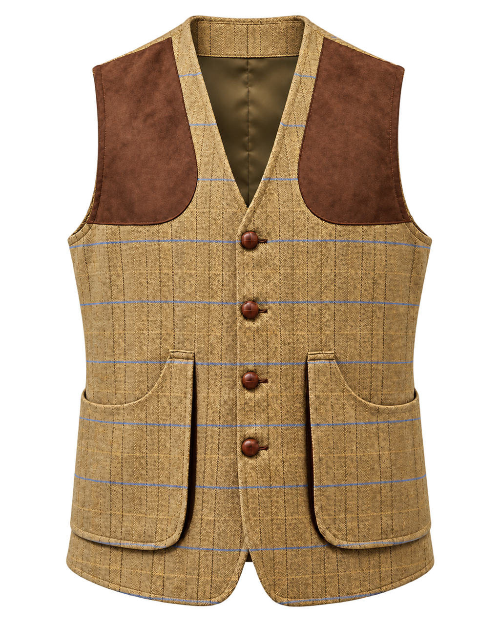 Tiradora de hombre en tweed camel, cachemir y lana, vista frontal — VALRIC