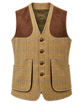 Tiradora de hombre en tweed camel, cachemir y lana, vista frontal — VALRIC