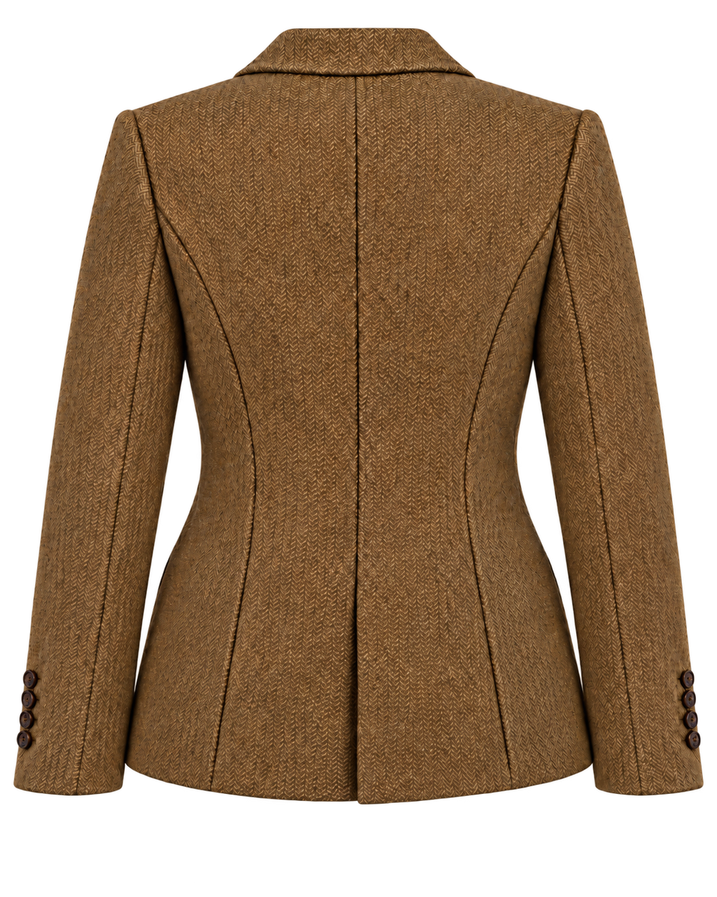 Milan jacket in mustard cashmere and wool herringbone, back view — VALRIC