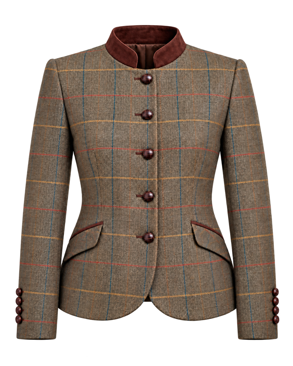 Austriaca Gstaad de tweed verde, cachemir y lana, vista frontal — VALRIC