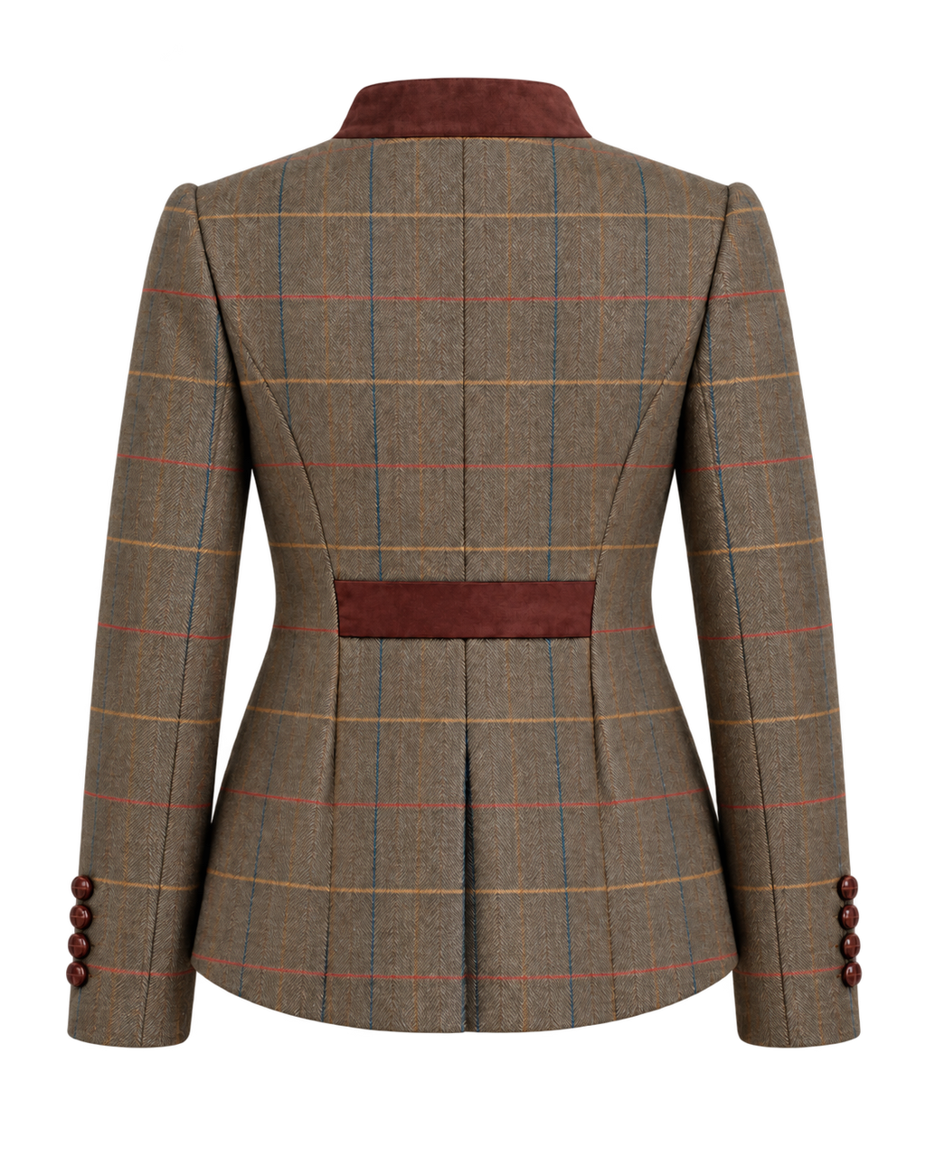 Gstaad Austrian jacket in green cashmere and wool tweed, back view — VALRIC