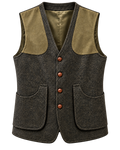 Gilet de chasse homme en laine à chevrons verts, vue de face — VALRIC