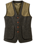Gilet de chasse homme en laine à chevrons verts, vue de face — VALRIC