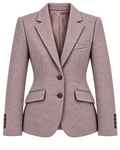 Chaqueta Deauville de lana en espiga rosa, vista frontal — VALRIC