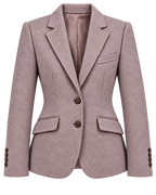 Chaqueta Deauville de lana en espiga rosa, vista frontal — VALRIC