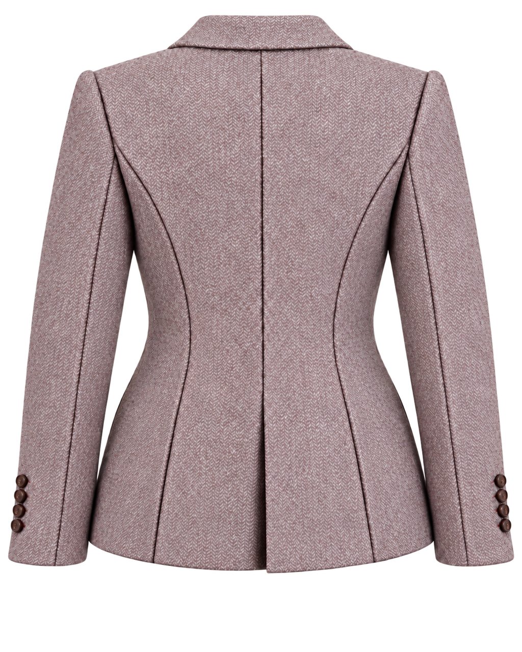 Chaqueta Deauville de lana en espiga rosa, vista de espalda — VALRIC