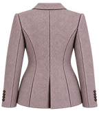 Chaqueta Deauville de lana en espiga rosa, vista de espalda — VALRIC