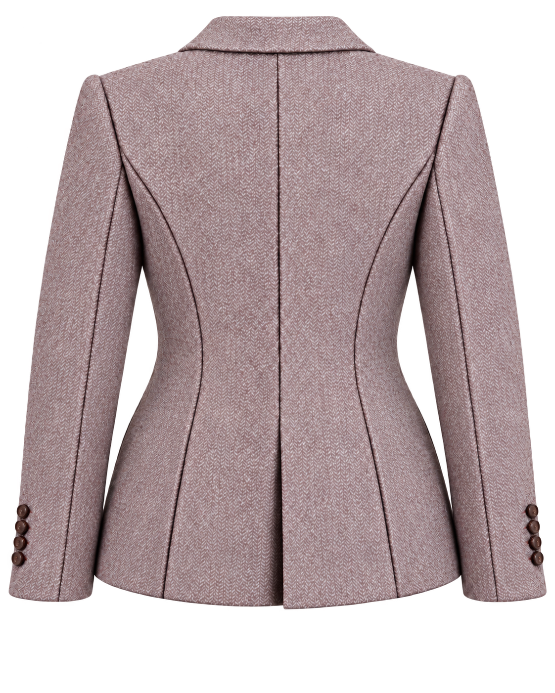 Chaqueta Deauville de lana en espiga rosa, vista de espalda — VALRIC