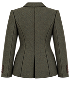 Cambridge jacket in green wool herringbone, back view — VALRIC