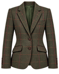 Chaqueta Roma de lana en tweed verde, vista frontal — VALRIC