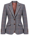 Veste Londres en tweed violet, cachemire et laine, vue de face — VALRIC