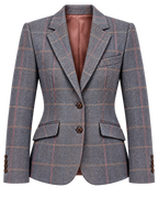 Veste Londres en tweed violet, cachemire et laine, vue de face — VALRIC