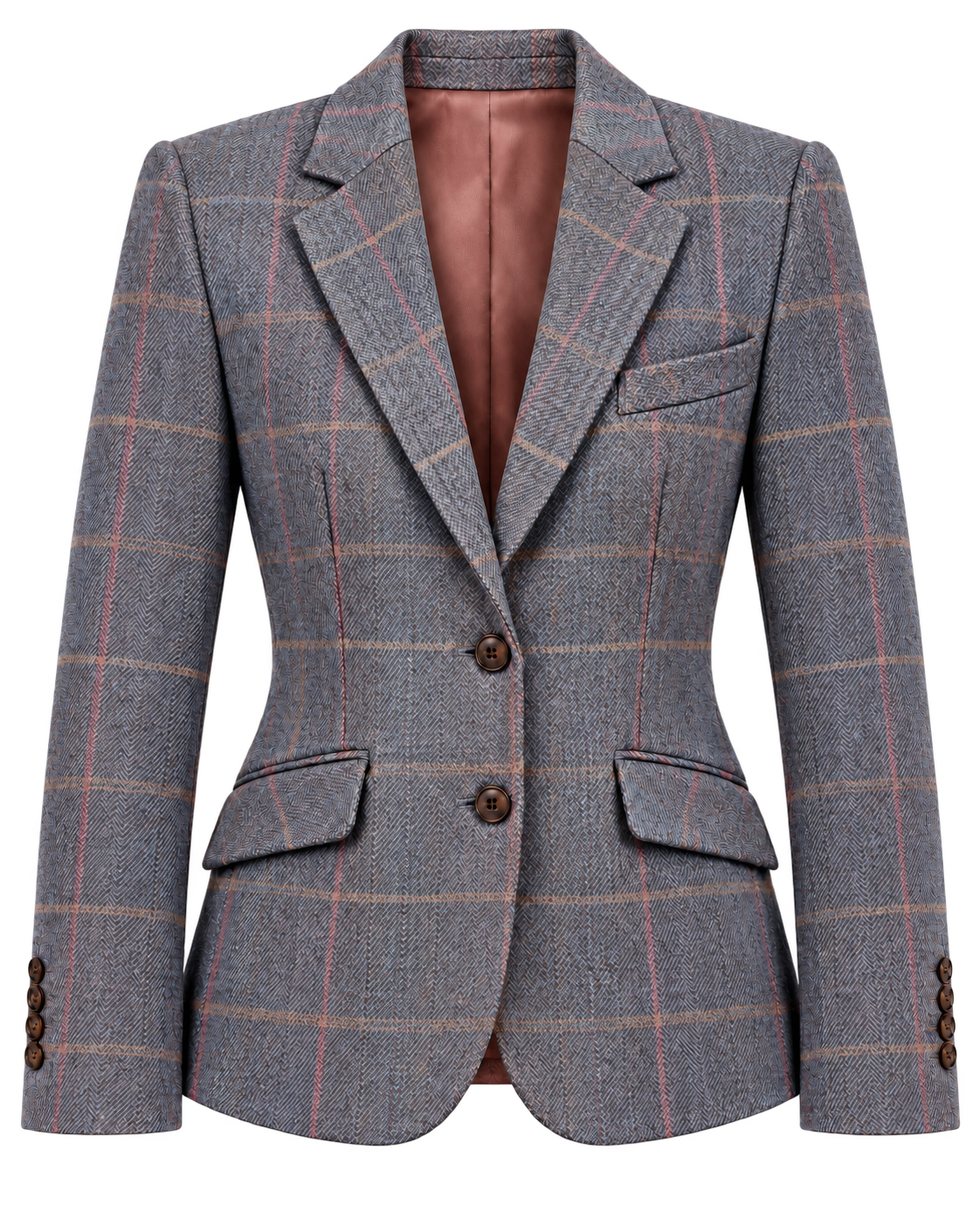Chaqueta Londres de cachemir y lana en tweed morado, vista frontal — VALRIC