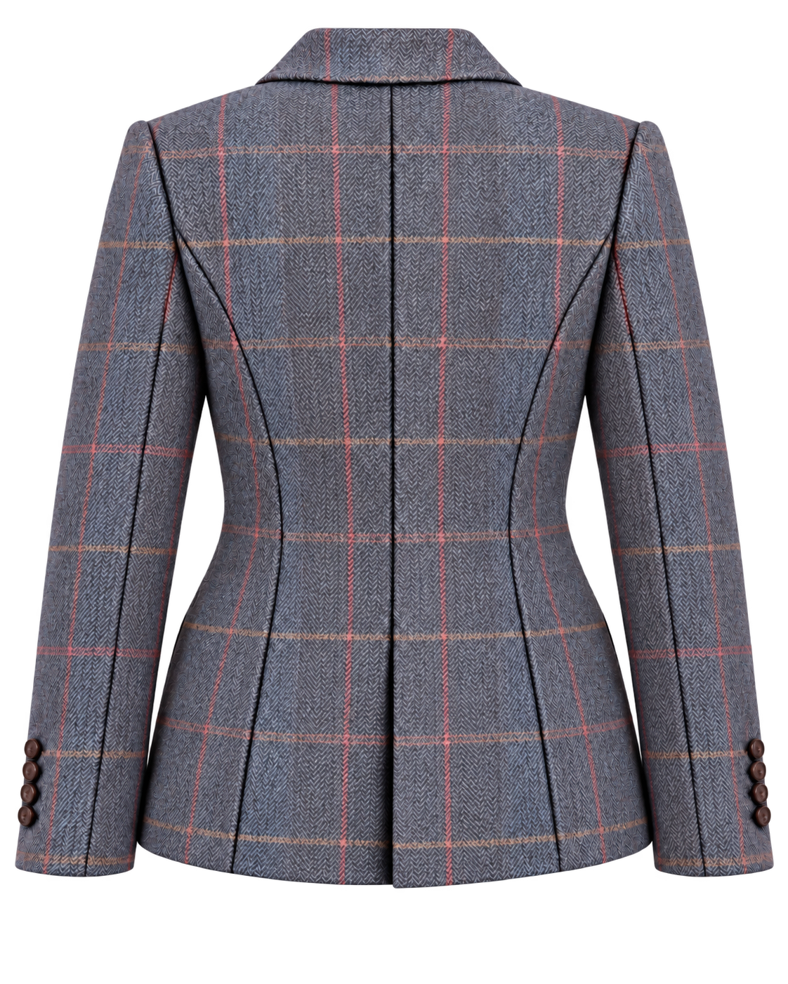 Chaqueta Londres de cachemir y lana en tweed morado, vista de espalda — VALRIC