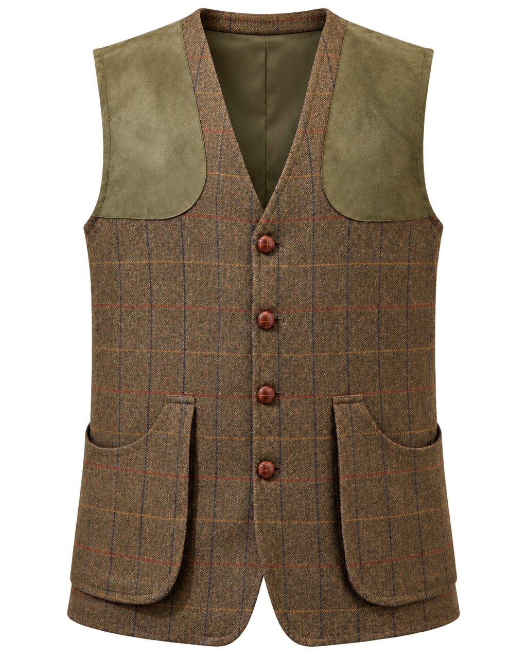 Tiradora de hombre Gstaad en tweed verde, cachemir y lana, vista frontal — VALRIC