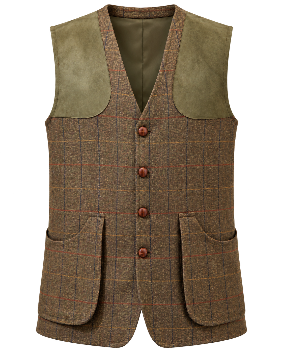 Tiradora de hombre Gstaad en tweed verde, cachemir y lana, vista frontal — VALRIC