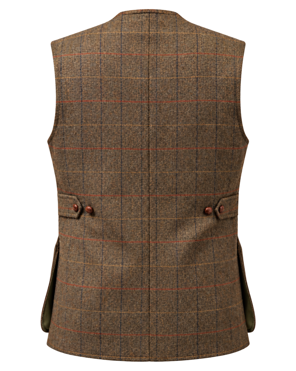 Tiradora de hombre Gstaad en tweed verde, cachemir y lana, vista de espalda — VALRIC