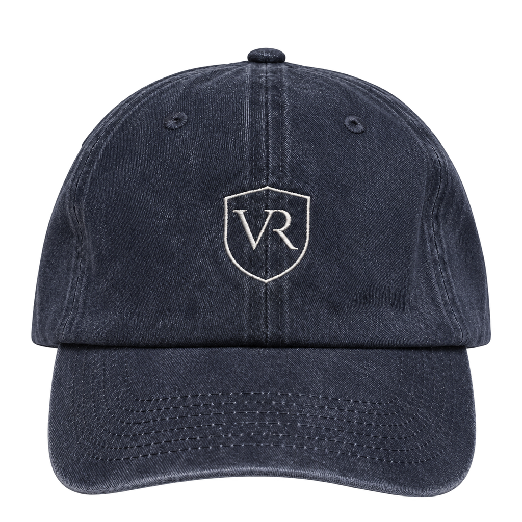 Gorra VALRIC azul de algodón con el escudo bordado, vista frontal
