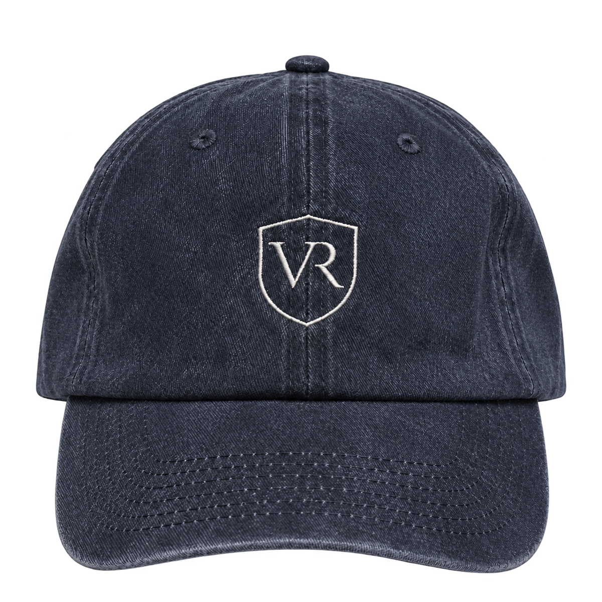 Gorra VALRIC azul de algodón con el escudo bordado, vista frontal