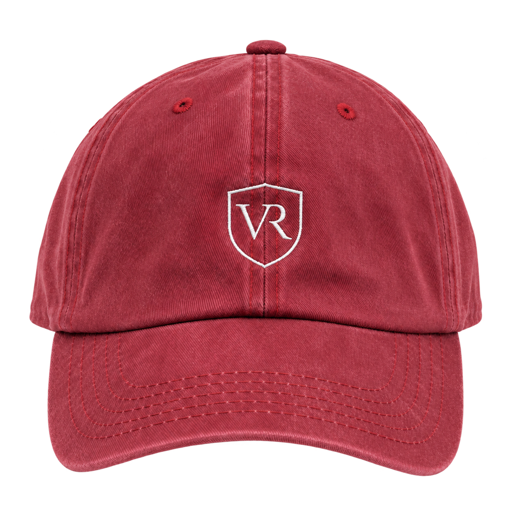 Gorra VALRIC roja de algodón con el escudo bordado, vista frontal