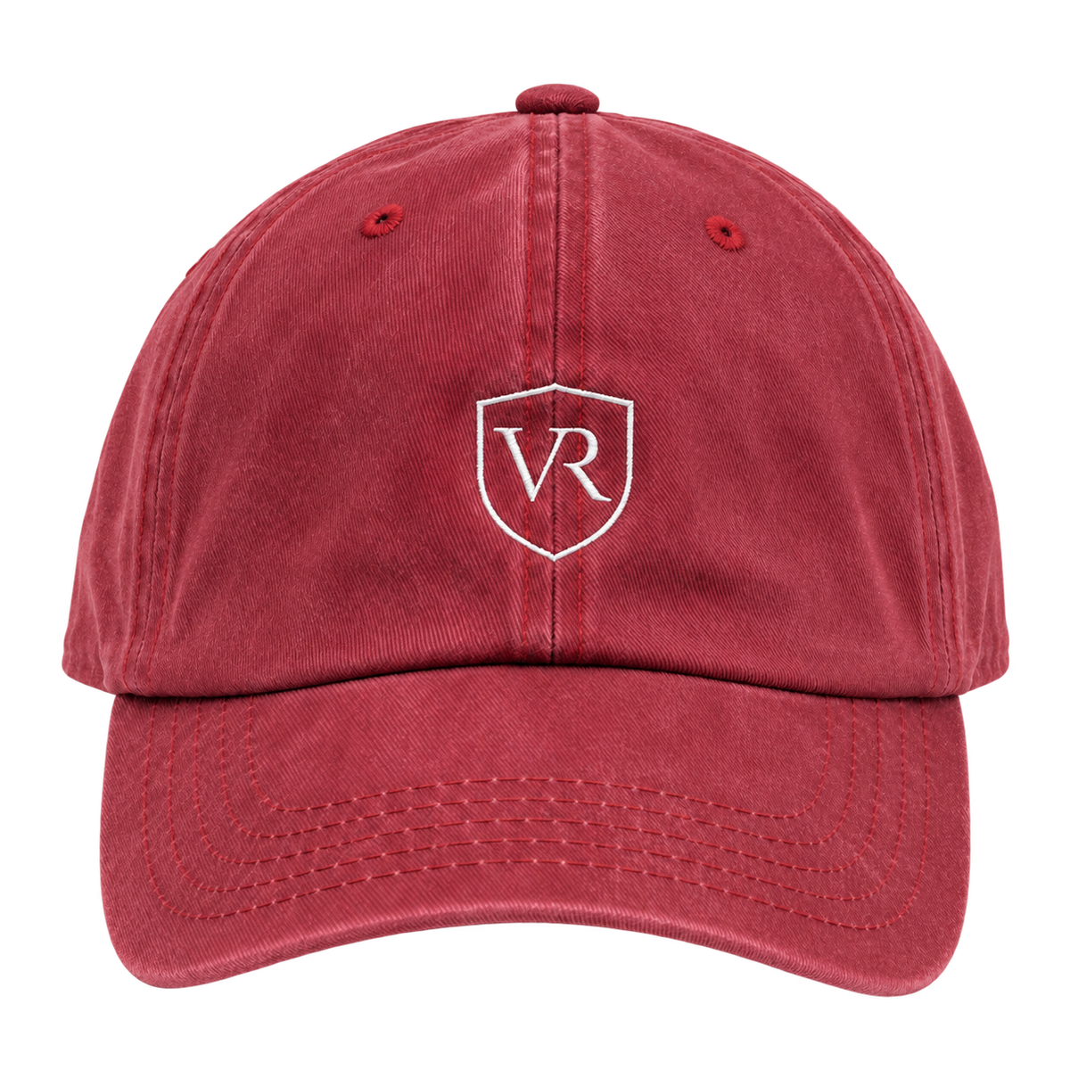 Gorra VALRIC roja de algodón con el escudo bordado, vista frontal