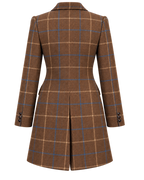 Florence coat in windowpane cashmere and wool, back view — VALRIC