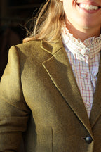 Milan jacket in cashmere and wool, lapel and fabric detail — VALRIC